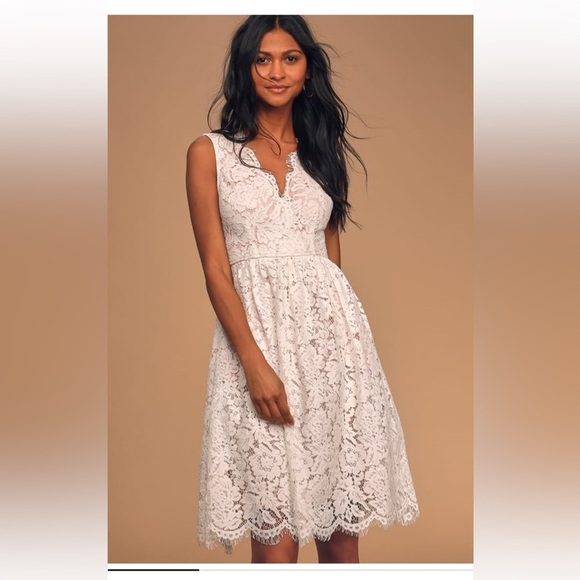 Lulus Dresses & Skirts - Lulu's Love Swept White Lace Dress